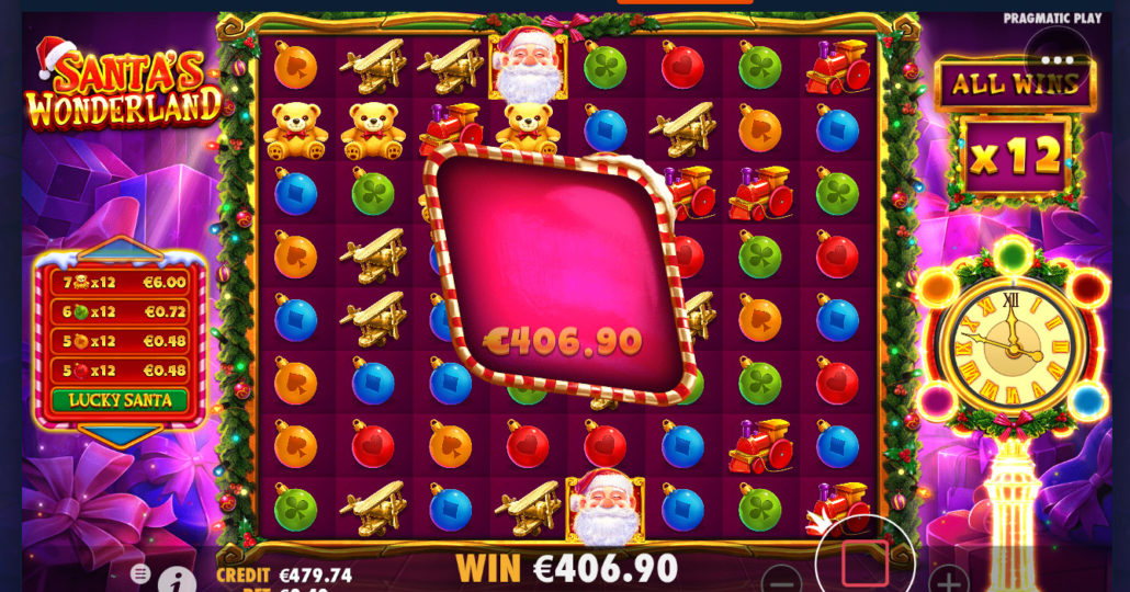 Santa's Wonderland slot machine online casino gambling big win