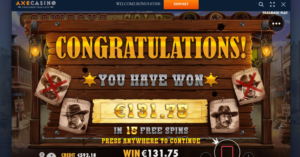 Cowboys Gold slot machine online casino gambling big win
