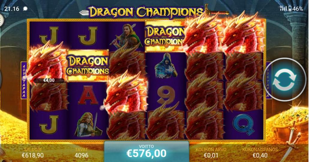 Dragon champions – Unibet (576 eur / 0.40 bet) | Kapteni85