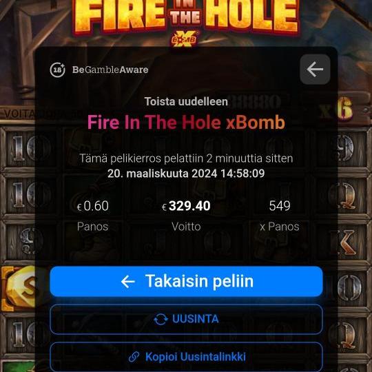 Fire in the hole 2 – Ninja Casino (329.40 eur / 0.60 bet) | Jusukkeli