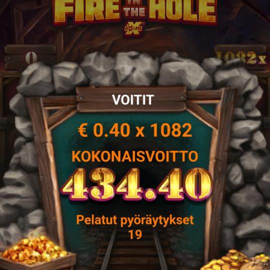 Fire in the hole – Unibet (434.40 eur / 0.40 bet) | Kapteni85