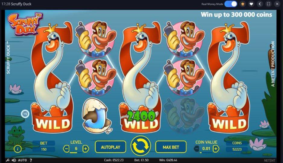 Scruffy Duck slot machine online casino gambling big win